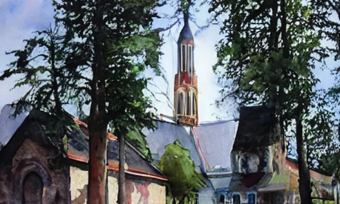 Kostel svatého Vavřince (Vrčeň) – akvarel