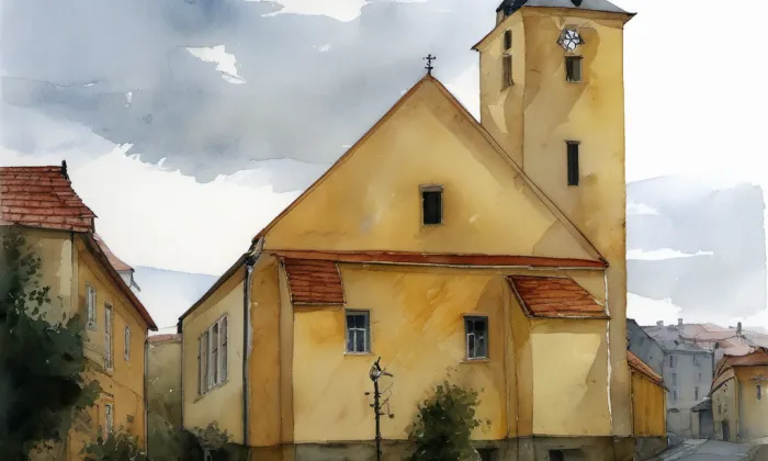 Kostel svatého Vavřince (Zbraslavice) – akvarel