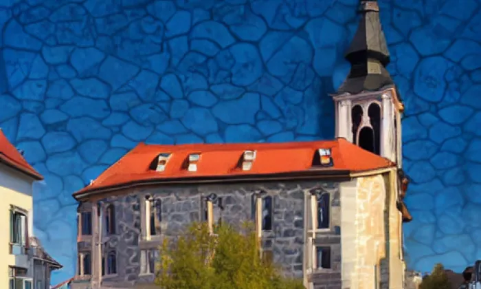 Kostel svatého Vavřince v Jezvém – akvarel