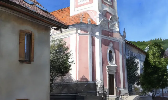 Kostel svatého Vendelína (Perštejn) – akvarel