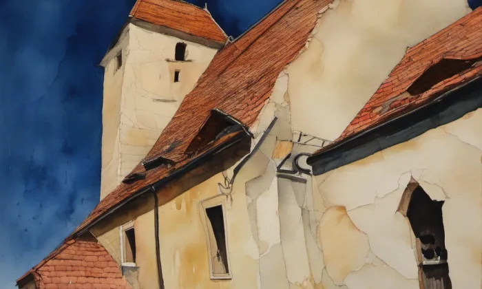 Kostel Umučení svatého Jana Křtitele (Žumberk) – akvarel