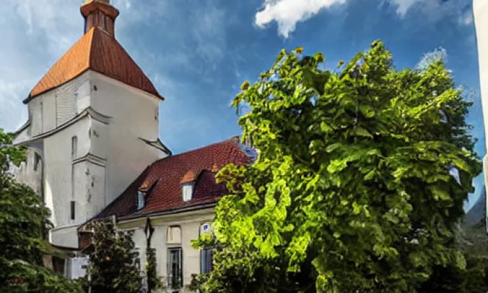 Kostel Zvěstování Páně v Úvalech – akvarel