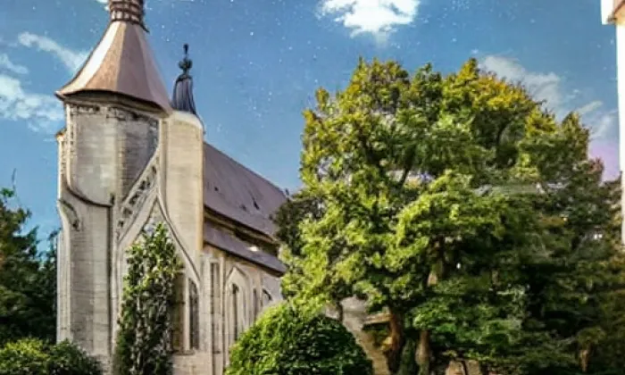 Kostel Zvěstování Páně v Úvalech – noc