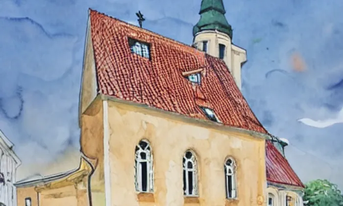 kostel Zvěstování Panny Marie (Živanice) – akvarel