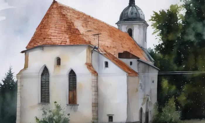 kostel Zvěstování Panny Marie (Budeč) – akvarel