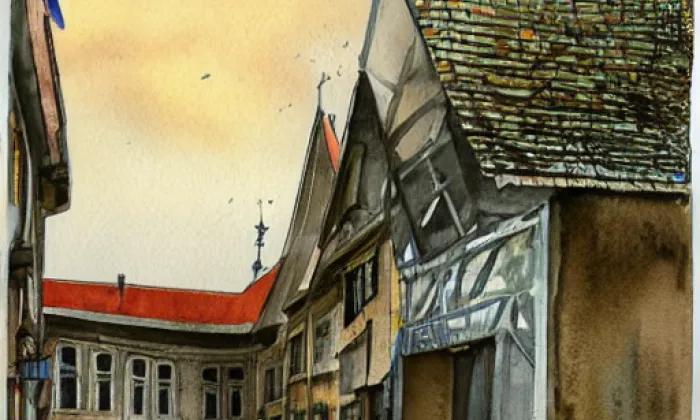 Minoritský klášter v Mostě – akvarel