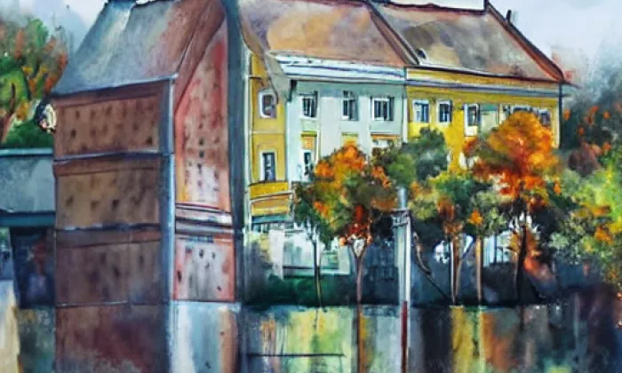 Moravský most s jezem a elektrárnou – autumn