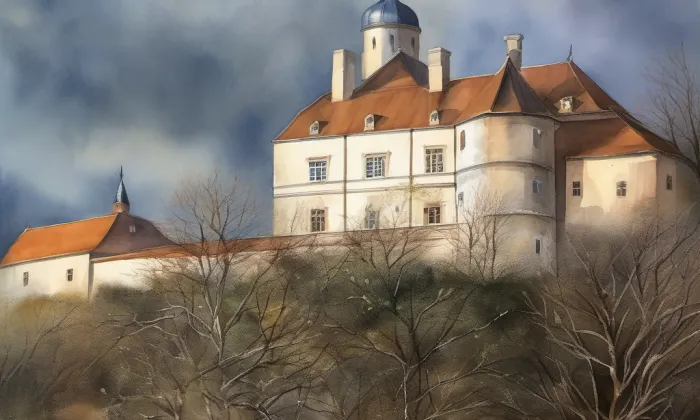 Nový Hrad (Jimlín) – akvarel