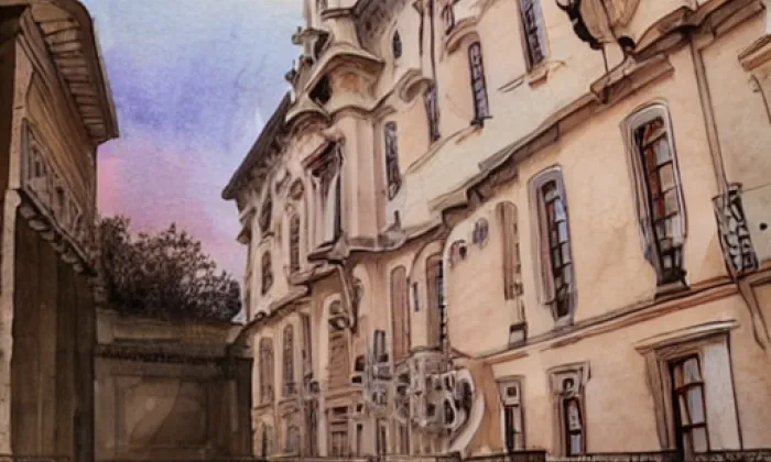Palác Kokořovských – akvarel