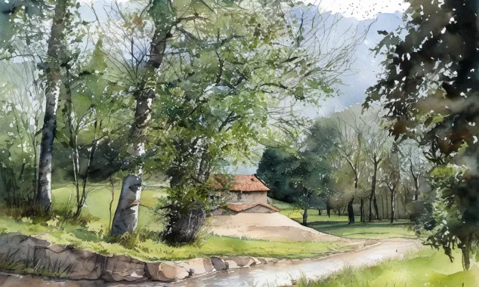 park Petra Bezruče (Klimkovice) – akvarel