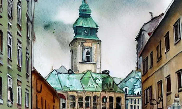 Piaristická – akvarel