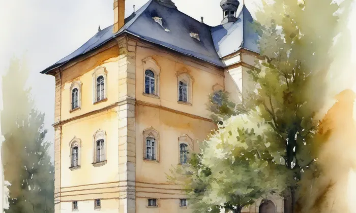 Piaristická kolej (Kadaň) – akvarel