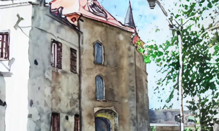 Polský dům – akvarel