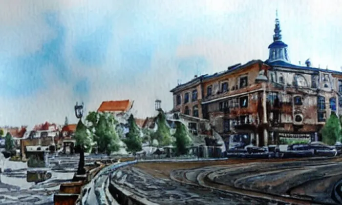 Rašínovo nábřeží – akvarel