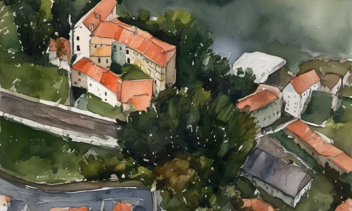 Sázavský klášter – akvarel