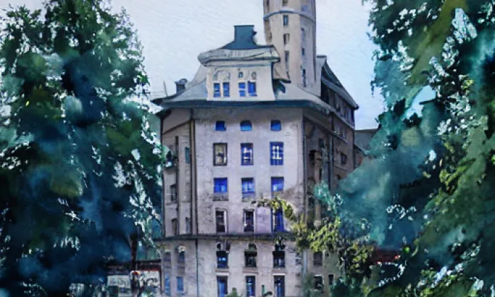Skrytín – akvarel