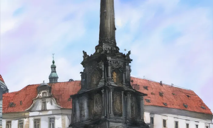 Sloup Nejsvětější Trojice – akvarel