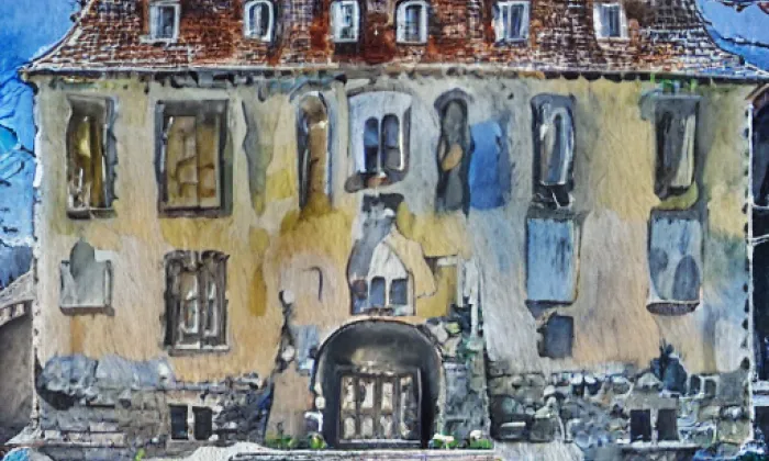 Starý zámek Bečváry – akvarel