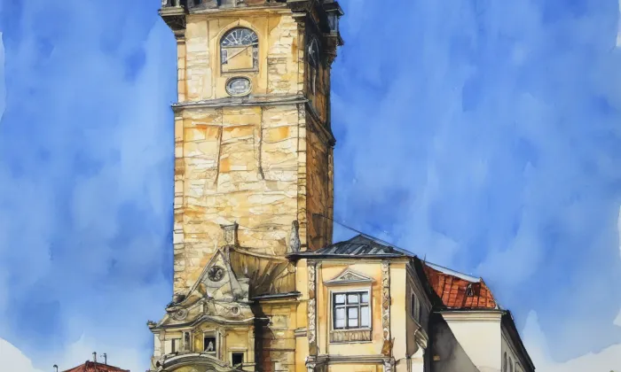 Staroměstská radnice – akvarel
