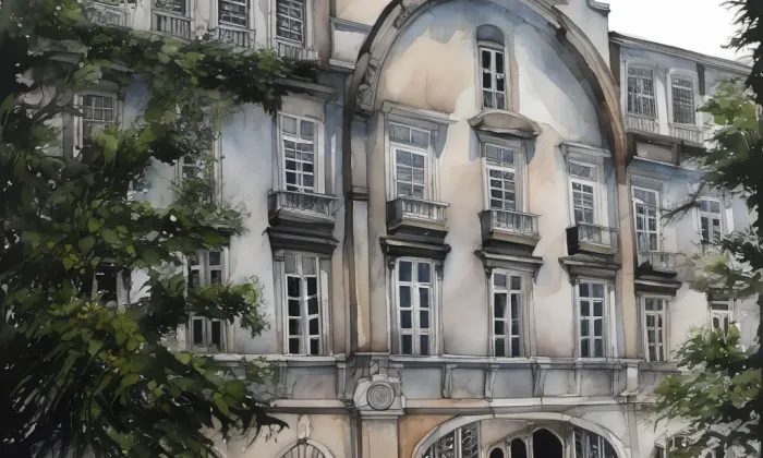 Studijní a vědecká knihovna Plzeňského kraje – akvarel