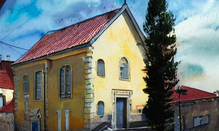 Synagoga v Kamenici nad Lipou – akvarel