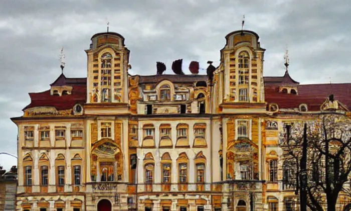 Toskánský palác v Praze – akvarel