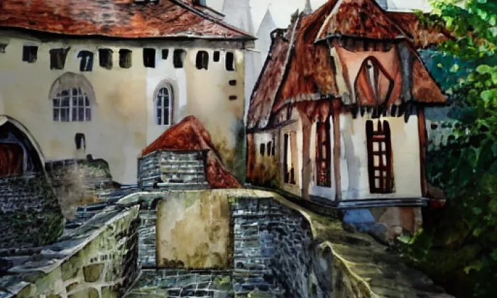 U lanové dráhy – akvarel