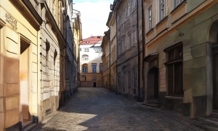 V kotcích – akvarel