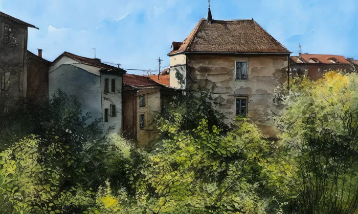 Vrškamýk – akvarel