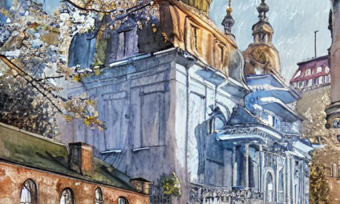 Zámek Barchov – akvarel