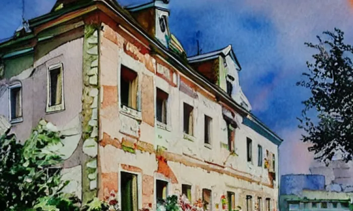 zámek Brody – akvarel