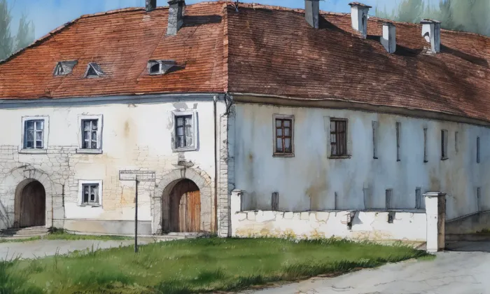 Zámek Chanovice – akvarel