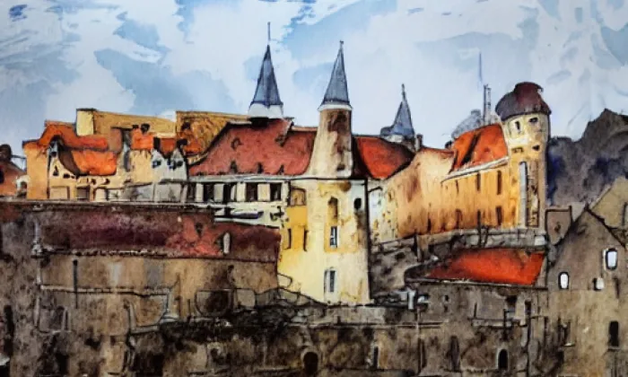 zámek Jirny – akvarel