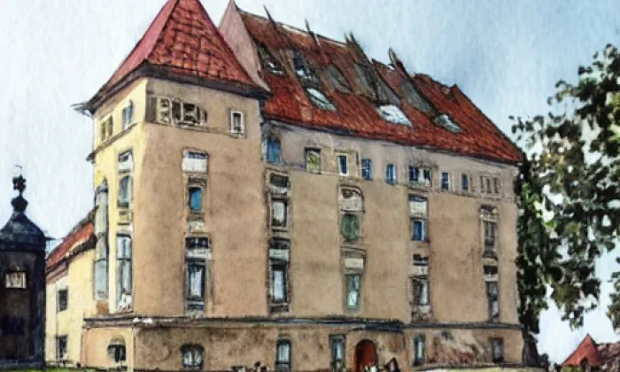zámek Kaceřov – akvarel