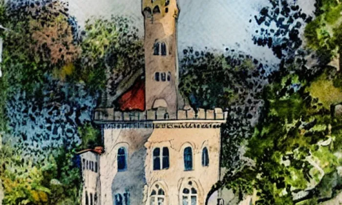 zámek Kamenice – akvarel