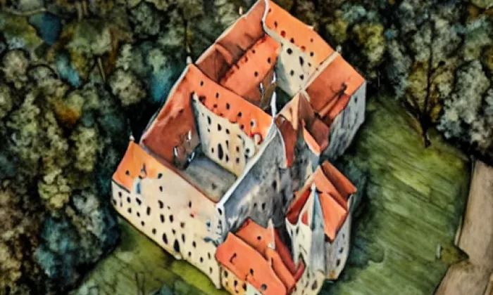 zámek Komorní Hrádek – akvarel