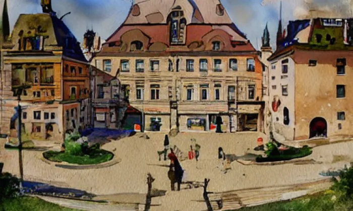 zámek Krásný Dvůr – akvarel