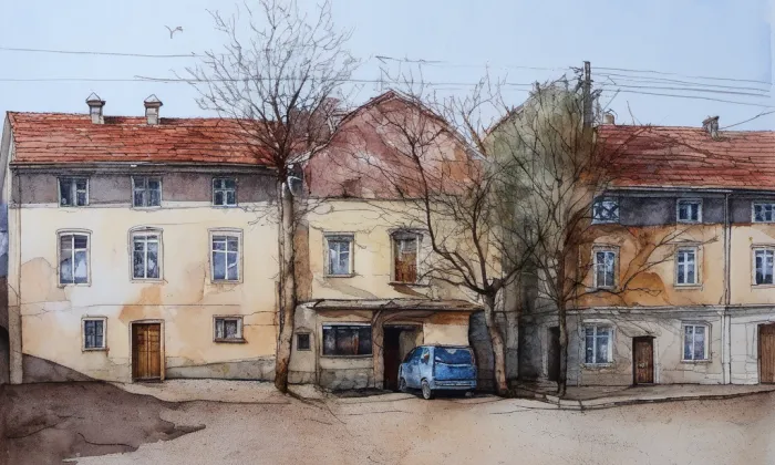 zámek Měčín – akvarel