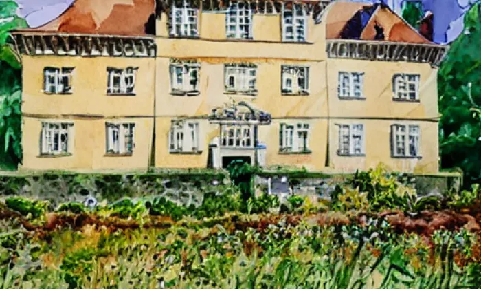 Zámek Miletín – akvarel
