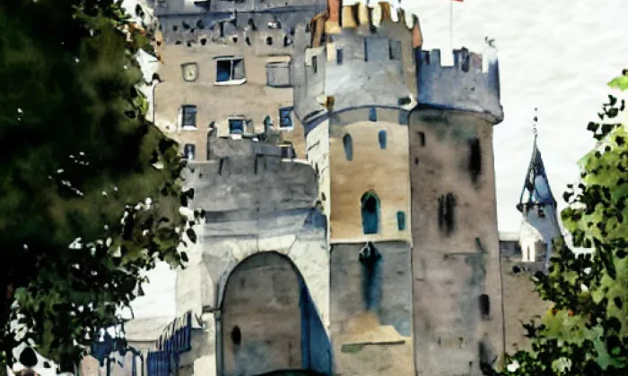 zámek Návarov – akvarel