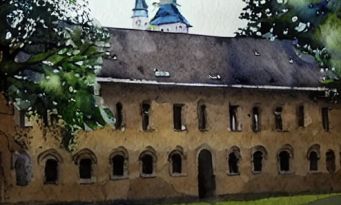 zámek Nový Dvůr (Nový Dvůr) – akvarel