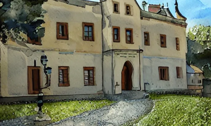 zámek Osvračín – akvarel