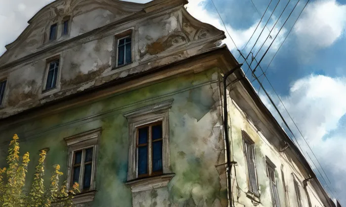 zámek Ronov nad Sázavou – akvarel