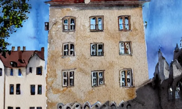 zámek Rumburk – akvarel