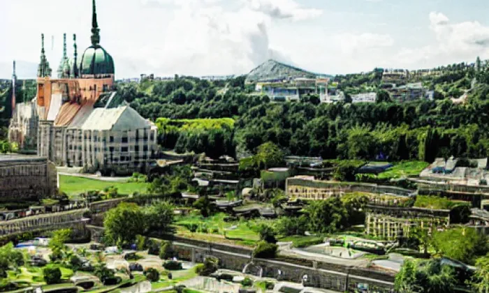 Zámek se zahradami v Kroměříži – noc