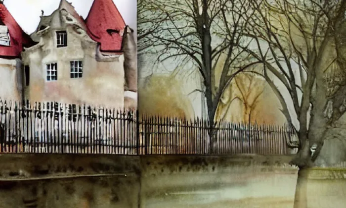 Zámek Těchobuz – akvarel