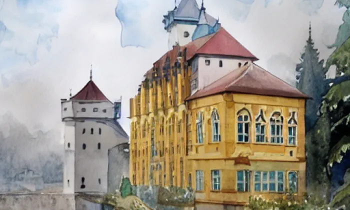 Zámek Třebívlice – akvarel
