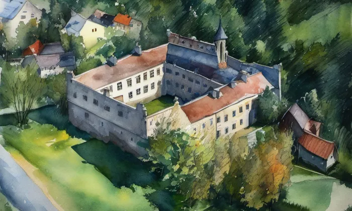 zámek Veselí nad Moravou – akvarel