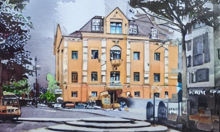 zámek Vidim – akvarel
