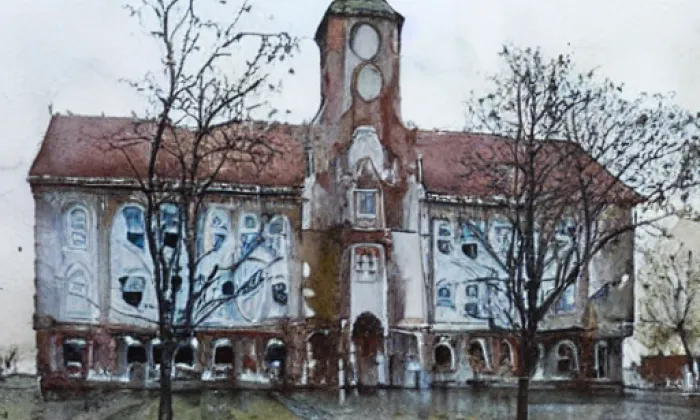 Zámek Vlasatice – akvarel